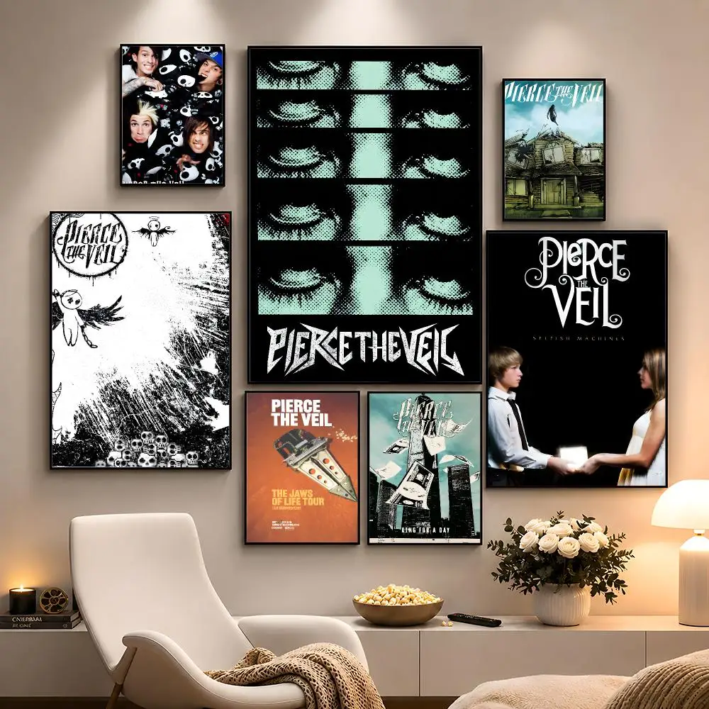 Band Pierce The Veil Emo Rock Poster Peel And Stick Wall Art PP Waterproof HD Bedroom Living Room Home Decor Gift