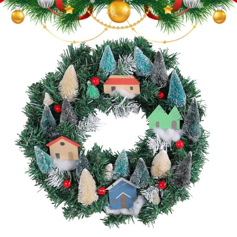 Christmas Wreath With LED Lights Artificial Pine Garland Decorative Ring Crafts Creative Summer Walls Windows Hanging Ornaments