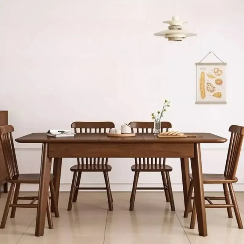 w*-Style Brown Dining Tables Minimalist Designer Luxury Wooden Dining Tables Space Saving Modern Mesa Jantar Furniture For Home