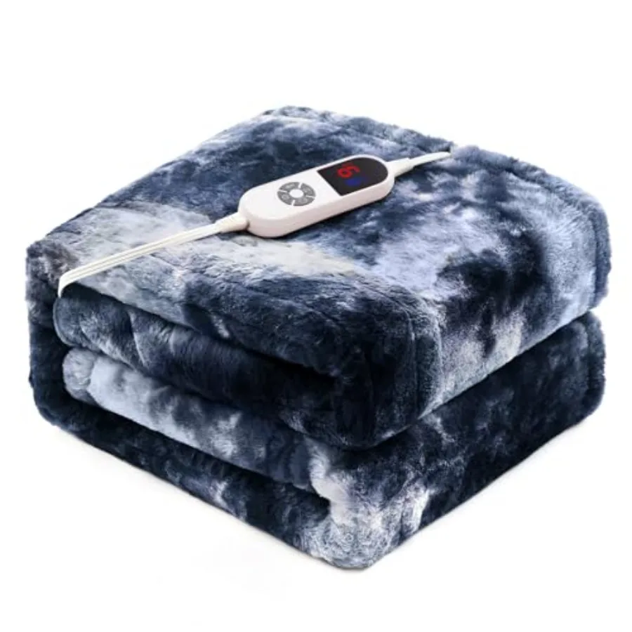 

Electric Heated Throw Blanket 62"x84"Luxury Twin Faux Rabbit Fur Electric Blanket Fast Heating Soft Fluffy Thick Electric Blank