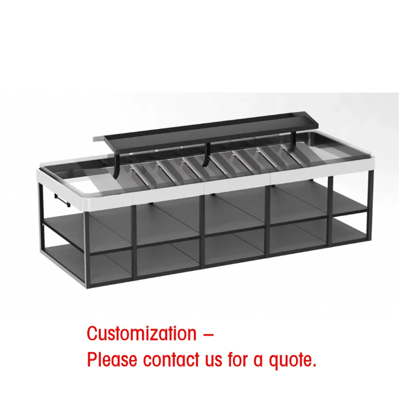 

custom.Supermarket Grocery Wood Metal Fruit Vegetable Produce Display Rack with Storage Shelf
