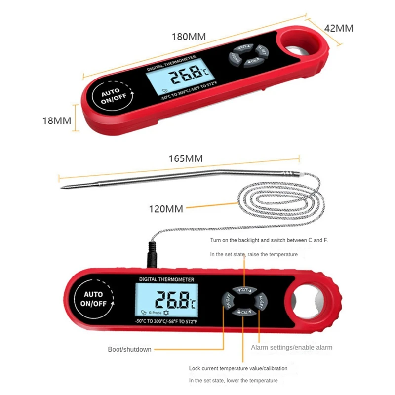 インスタントデジタル肉肉温度計,グリル調理用温度計,耐久性,キッチン,屋外,バーベキュー,コーヒー