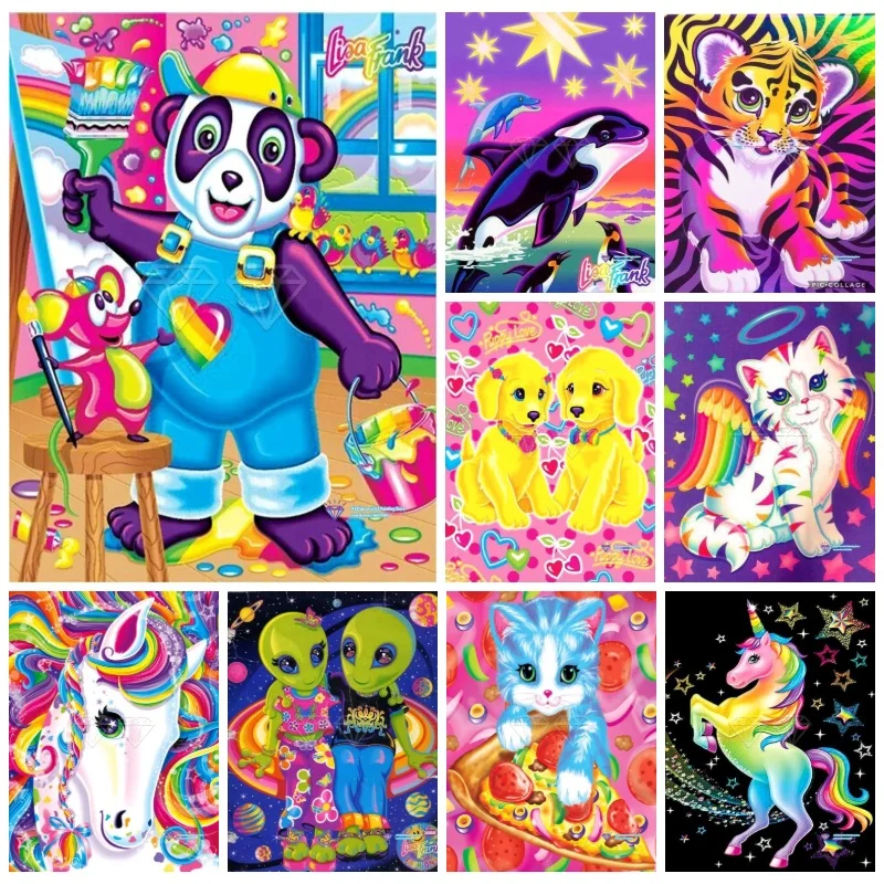 5D Diamond Painting Lisa Frank Colorful Animal Unicorn Cat Dog No Frame DIY Handmade Wall Art Decor Gift