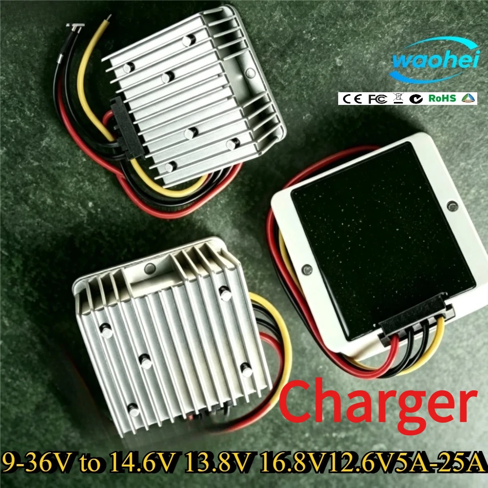 9-36V 12V 24V to 14.6V 13.8V 16.8V 12.6V 5A-25A DC Battery Charger Constant Current for Lead-acid Lithium Batteries Lifepo4 CE