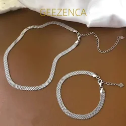 GEEZENCA Shinny S925 srebrny łańcuszek na zbiornik błyszcząca bransoletka Choker naszyjnik moda w stylu Vintage tkany łańcuszek do obojczyka 2021 nowy trend