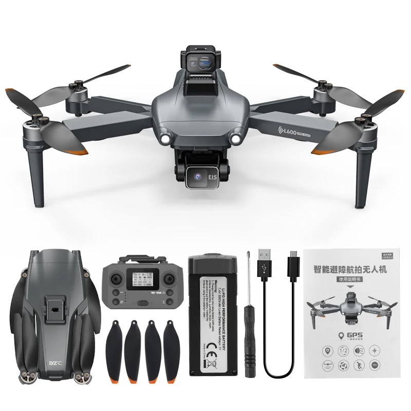 L600 PRO Max GPS Drone a tre assi Anti-shake Gimbal 4K HD Camera Brushless 360 ° evitamento ostacoli fotografia aerea Quadcopter