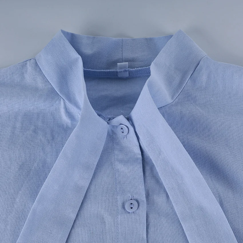 Camicetta con fasciatura posteriore solida e sottile Camicie da donna monopetto con colletto couverture Camicie semplici a maniche lunghe moda casual Top Femme