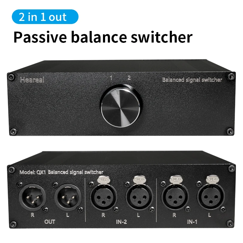2-In 1-Out XLR Switcher, Lossless Balanced Signal Switch with 2 Inputs and 1 Output for Microphone or Line Level Audio