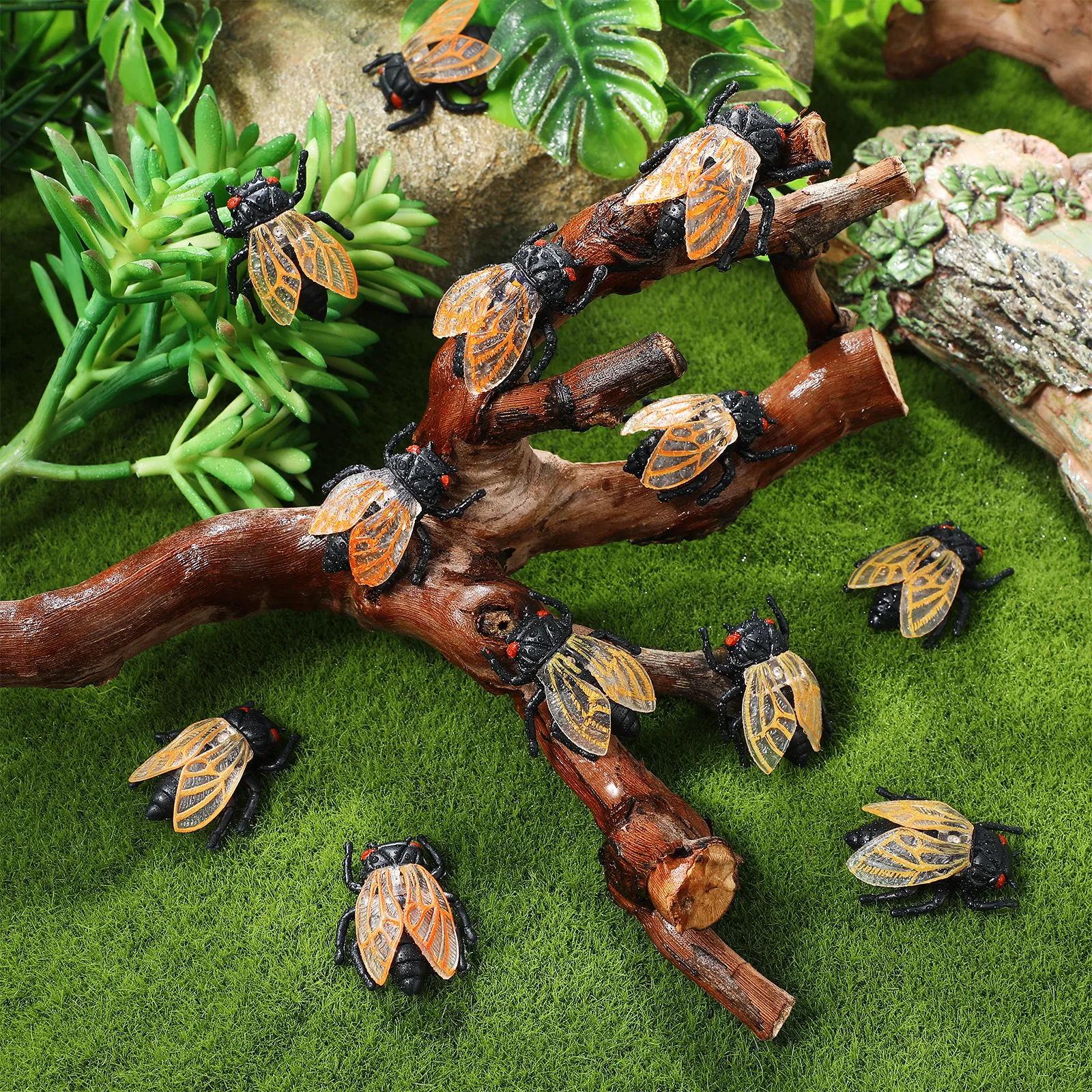 

20Pcs Premium Eco Friendly Cicada Decoration Set Lightweight Portable Adorable Garden Bonsai Flower Pot Landscape Ornament Fairy