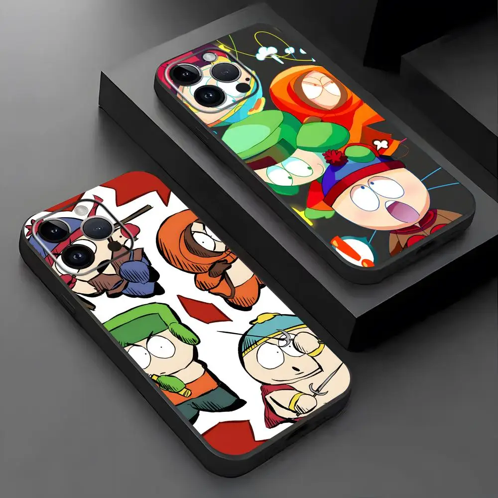 Чехол для телефона South Park для iPhone 17, 16, 16e, 15, 14, 13, 12, 11 Plus Mini Pro Max, мягкий черный противоударный чехол
