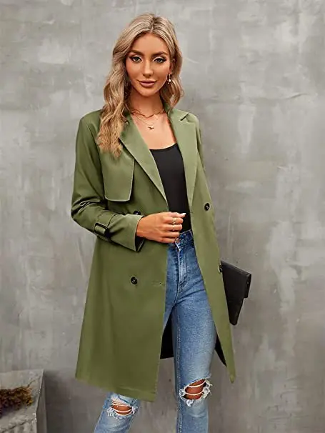 2023 Autumn and Winter Women's Double-breasted Trench Coat Classic Lapel Coat Slim-fit Coat Trench Coat for Women