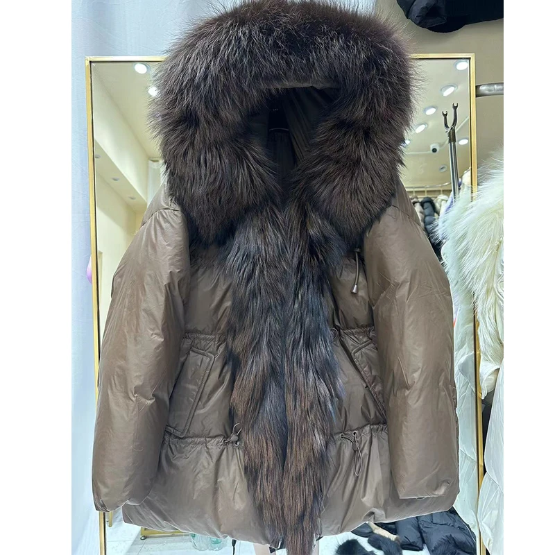 الشتاء Thiened طويل منتصف طول الفراء طوق أسفل Jaet المرأة فضفاضة تناسب معطف دافئ الكورية Sle تخفيف Faion