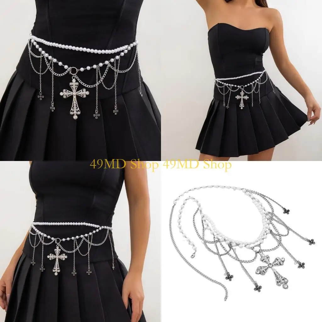 

49MD женская юбка-цепочка, пояс в стиле стимпанк, крест-цепочка на талии, юбка-цепочка, пояс-цепочка, декор на талию