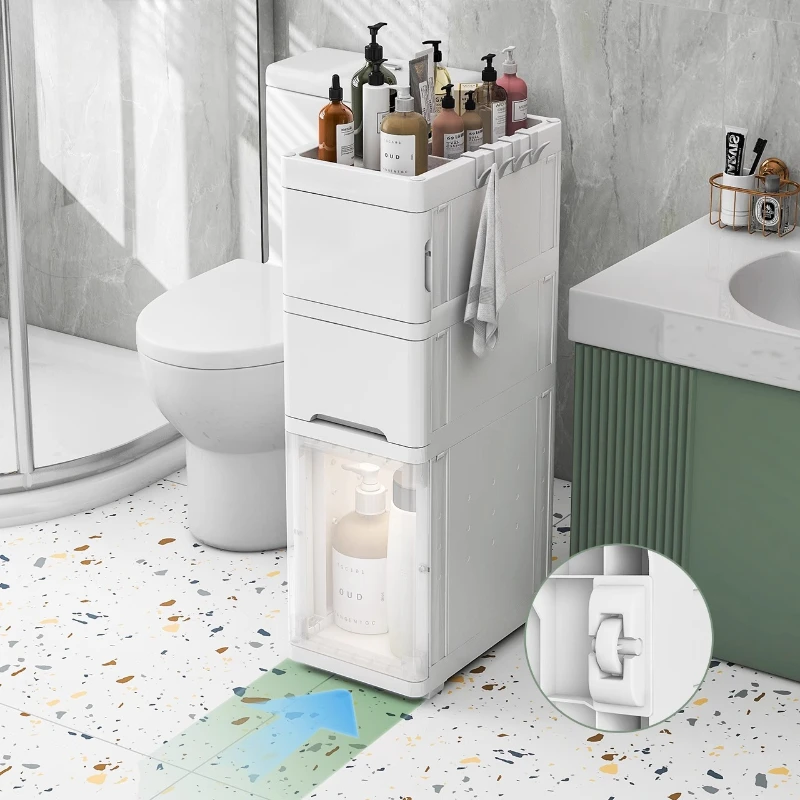 

Узкий шкаф для хранения в ванной комнате, пластиковый органайзер для унитаза, многофункциональный органайзер для ванны для небольших полок для хранения