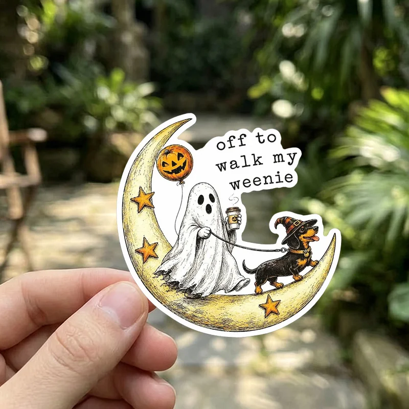 Sausage Dog Halloween Stickers, Take My Little Sausage for a Walk, Cute Halloween Stickers, Suitable for Laptops, Water Bottles