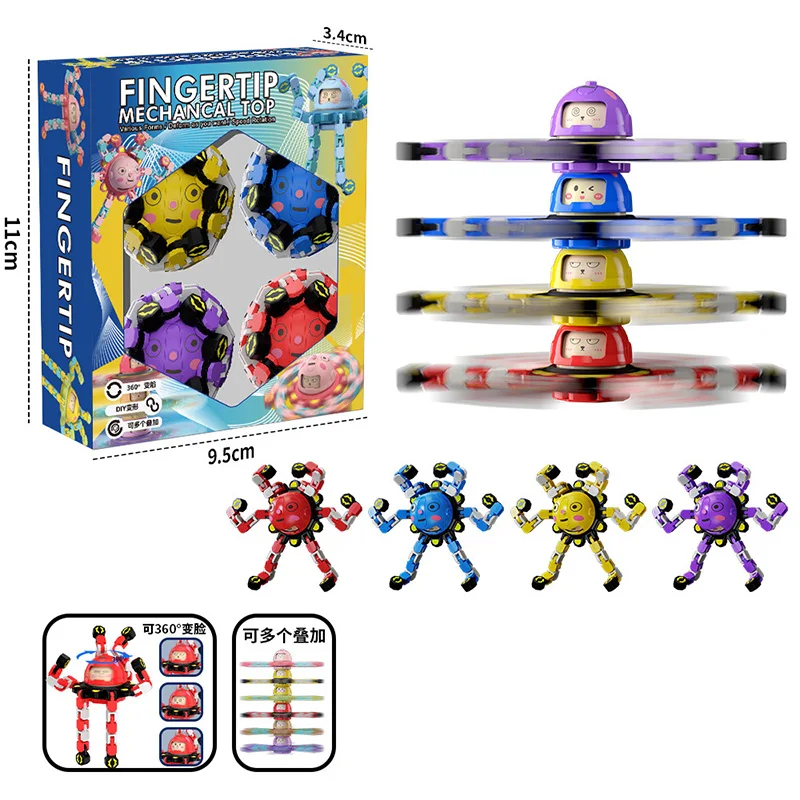 

Fidget Chain Toys Mechanical Fingertip Spinner DIY Deformable Stress Relief Transformable Creative Gyro Toy Fingertip Spin