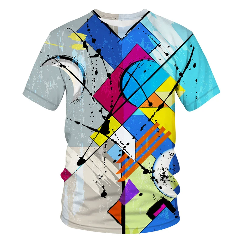 Summer Fashion Abstract Personality Men T-shirts 3D Casual Taste Trend Printing Tees Hip Hop Street Style Round Neck Loose Tops