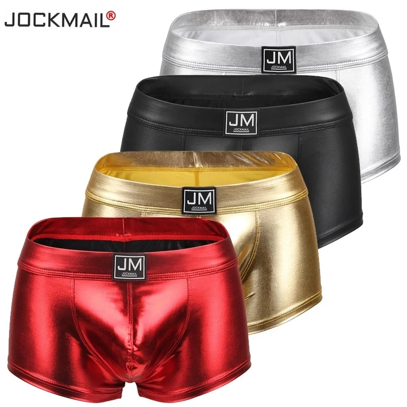 jockmail Sexy Underwear Men Boxer PU Leather Gay men underwear penis Pouch boxer men cueca boxer masculina slip For Males LGBT