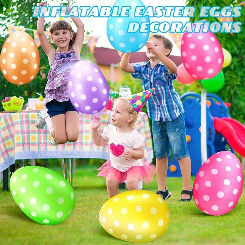 16 Inch Giant Egg Easter PVC Inflatable Ball Outdoor Ornament Inflatable Easter Ornament Outdoor Garden Pendant 40cm Balloon