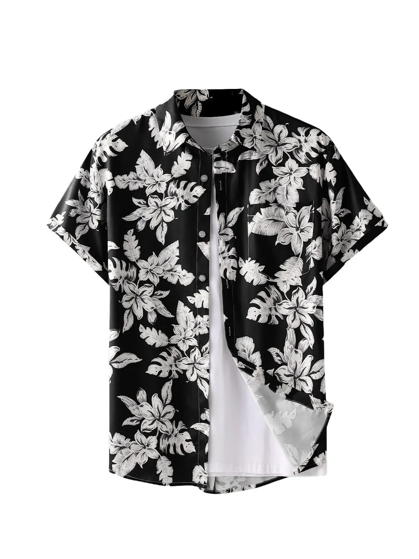 

Hawaiian shirt, men's and women's 3D print, beach short sleeved loose top, professional collar, summer fashion