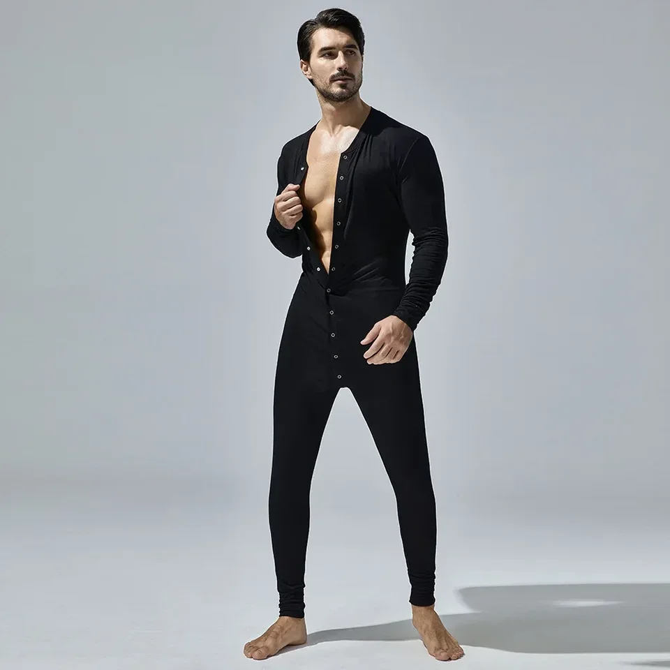 New Men's One-Piece Pajamas Home Fitness Wear Men's Bodysuit
