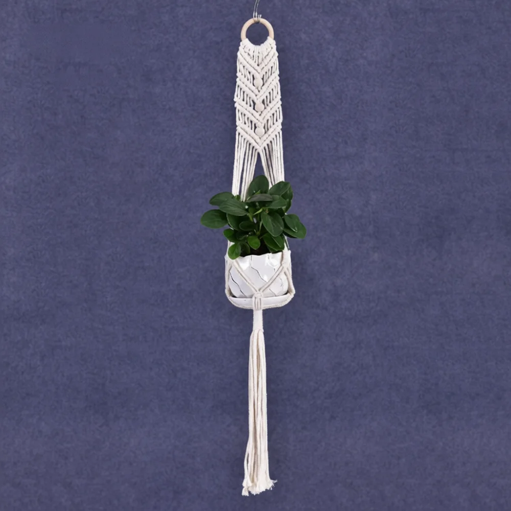 Boho Macrame Plant Hanger Handmade Cotton Rope Hanging Planter Basket Holder For Indoor Outdoor Balcony Wall Decor Pot