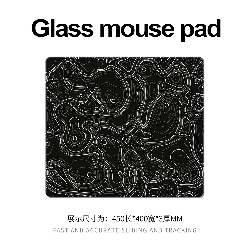 Geography Pattern Photovoltaic Glass Mouse Pad Tempered Upgrade Smooth FPS Game & Office Specific Mousepad Pc Laptop Desk Mat