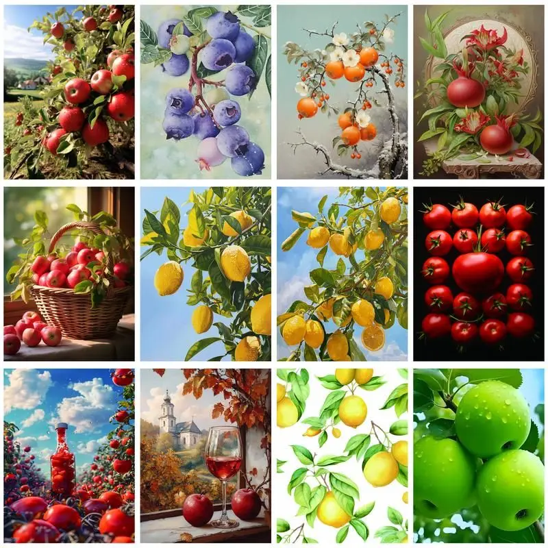 

GATYZTORY Diamond Painting Fruit Full Square Round Diamond Embroidery Sale Landscape Rhinestone Picture Home Decoration Gift