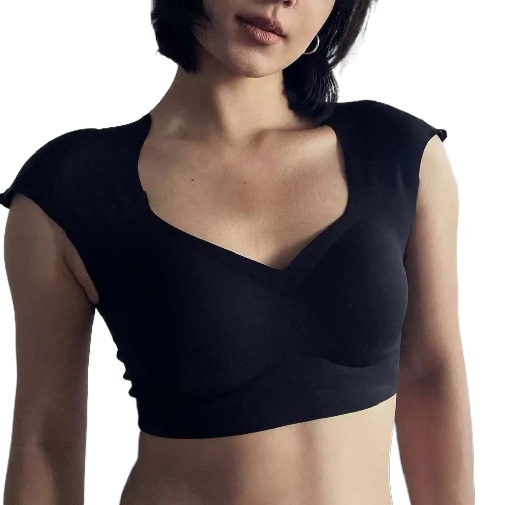 Elastic V-neck Right-angle Shoulder Bra Invisible Seamless Wireless Bra Lingerie Chest Binder Shoulder Pad Vest Body Shaping