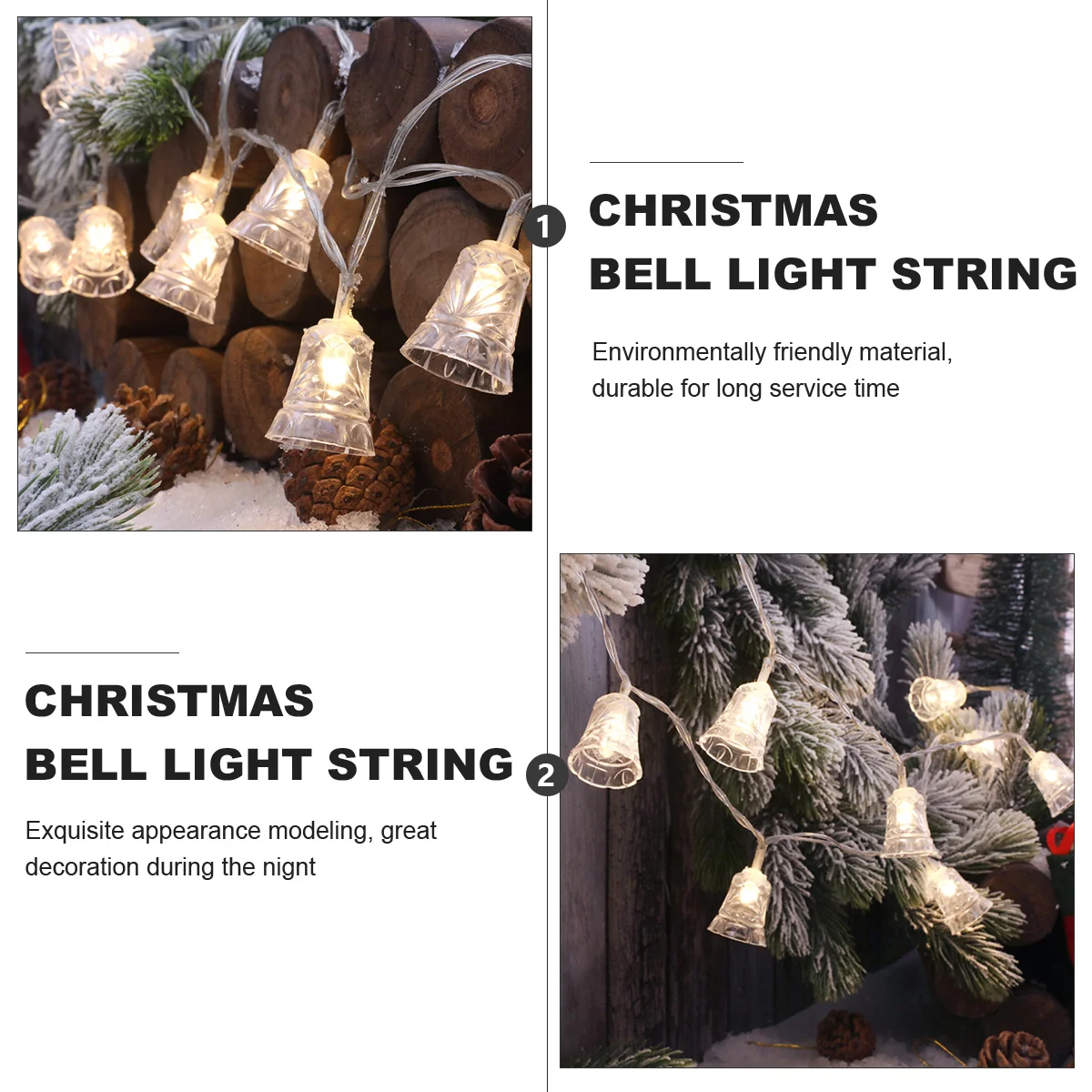 

1Set Bell String Lights Decorative LED Bell Hanging Pendant Lights for Christmas Home Restaurant Hotel Garden Bar