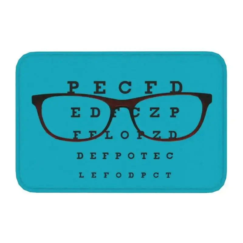 Custom Funny Glasses With Eye Test Chart Doormat Non-Slip Entrance Door Floor Mat Optician Optometrist Living Room Carpet Rug