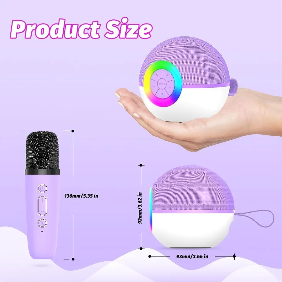 goopow ミニカラオケスピーカー 大人用 ポータブル Bluetooth マイク 歌おもちゃ LEDライト付き クリスマス 誕生日 フェスティバルに最適