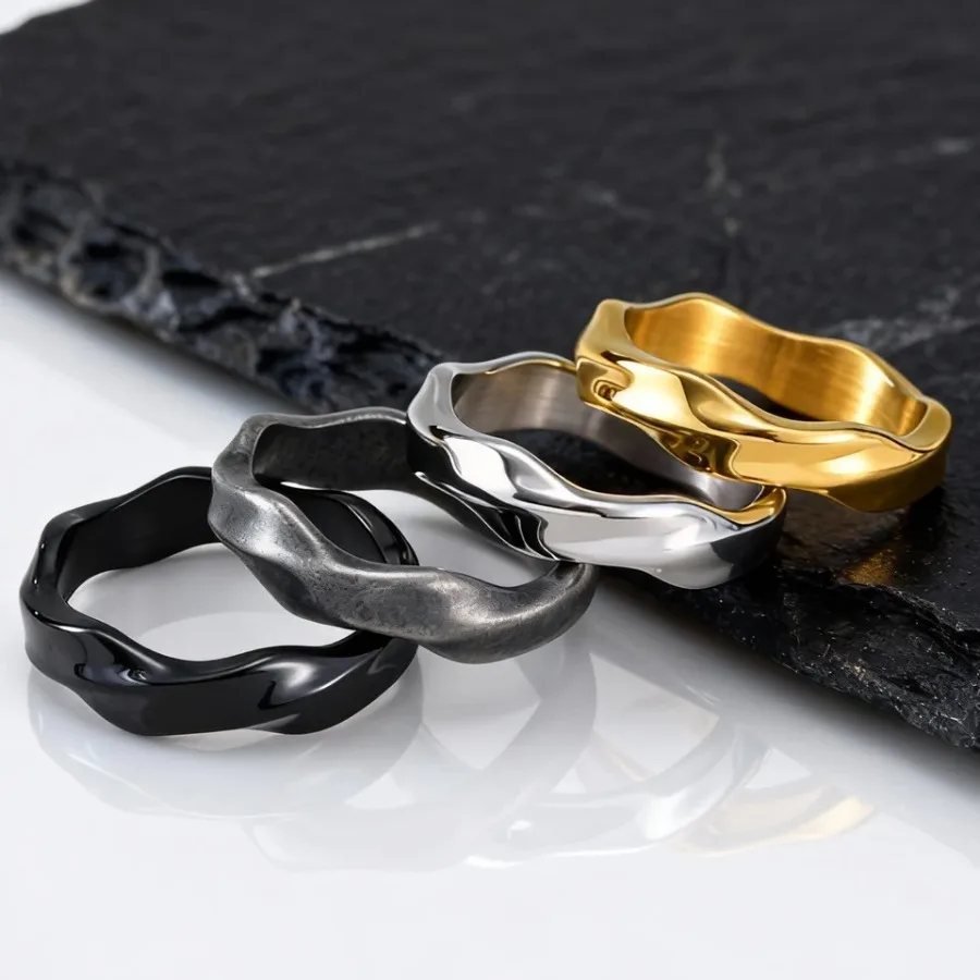 Classic Mobius Rings for Men Boys, Waterproof Stainless Steel Twist Finger Band, Vintage Love Eternity Jewelry Gift for Him Boy