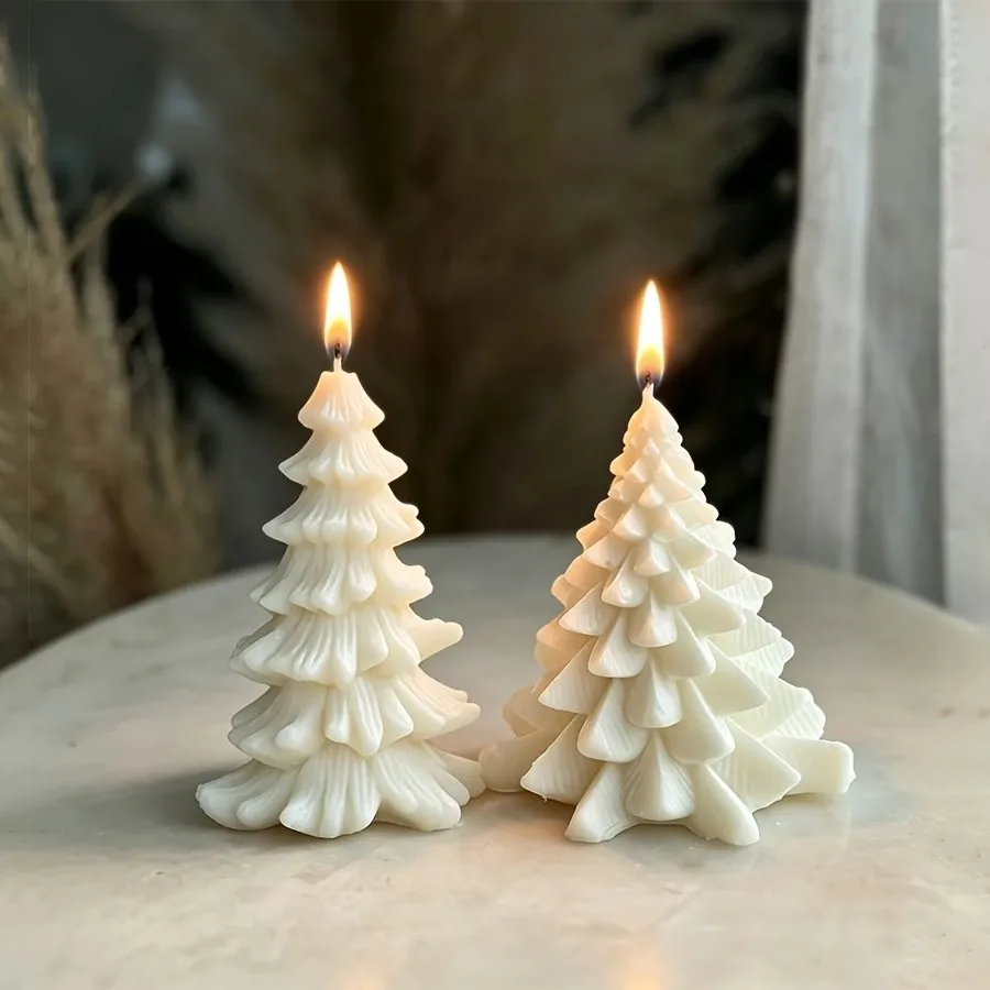 Weihnachtskerzen-Wachs-Silikonform Realistische Baumförmige Kerzen- und Seifenform aus Harz für Weihnachtsfeier, Feiertage und Neujahrsdekoration