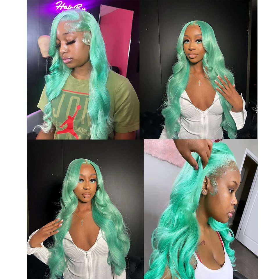 Long curly big wave green cosplay wig, heat-resistant synthetic wig, middle parting, natural lolita style wig for women.