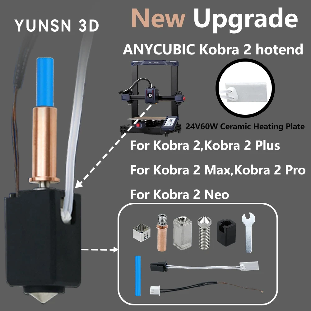 

Upgrade for Anycubic Kobra 2 Hotend Kit,Thermistor Heater Cartridge 0.4mm Print Hot End for Kobra2 Plus/Neo/Kobra2 3D Printer