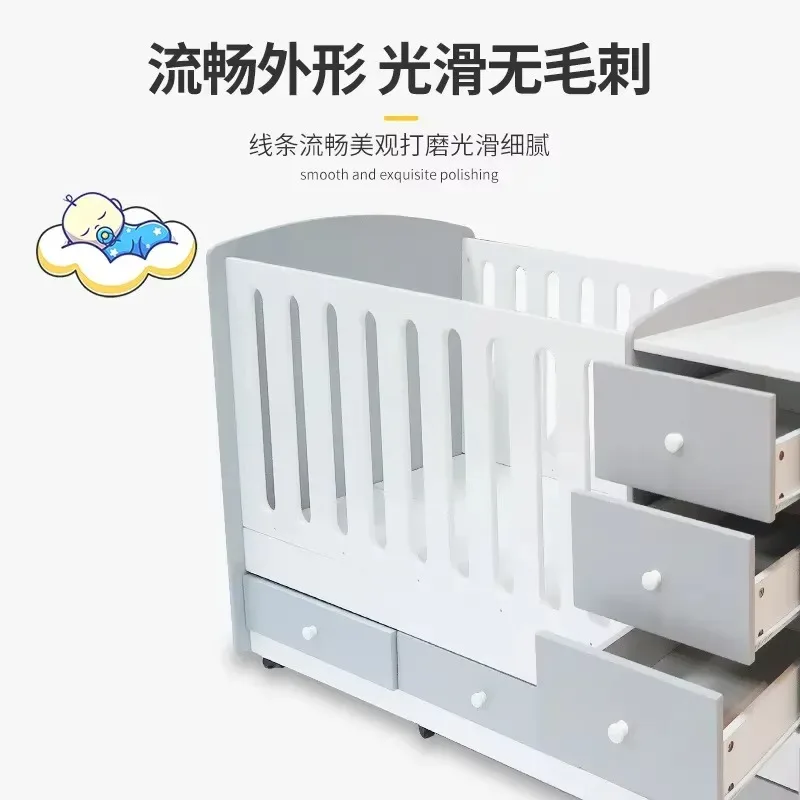 2026for Crib Pine Unpainted Baby BB Cradle Multi-Functional Children's Movable Splicing Bed