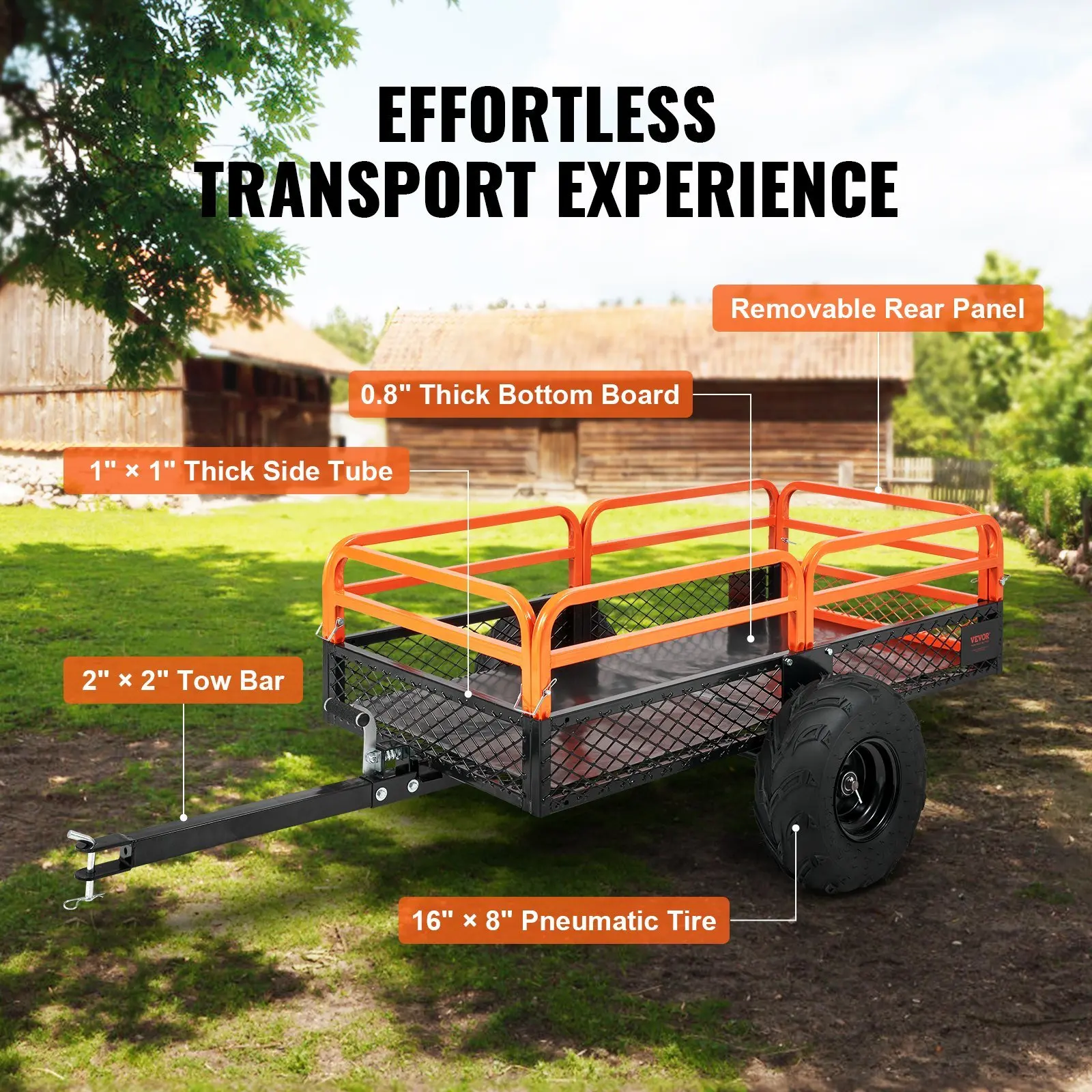 Heavy Duty Steel ATV Dump Trailer, 1500-Pound Load Capacity 15 Cubic Feet, Tow Behind