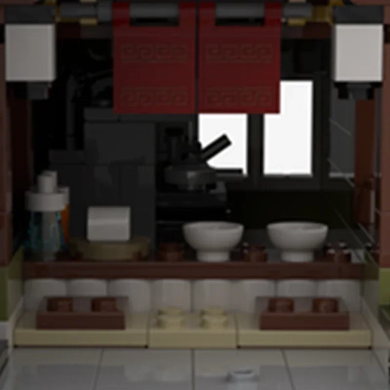 Moc Building Block Noodle Shop Store Model Technology Brick DIY Assembly Modular City Street View Toy For