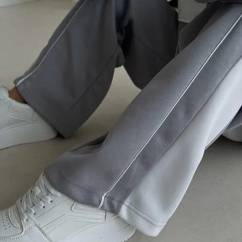 2025 Felpa e pantaloni sportivi patchwork a maniche lunghe color block autunno inverno da donna Set casual in due pezzi