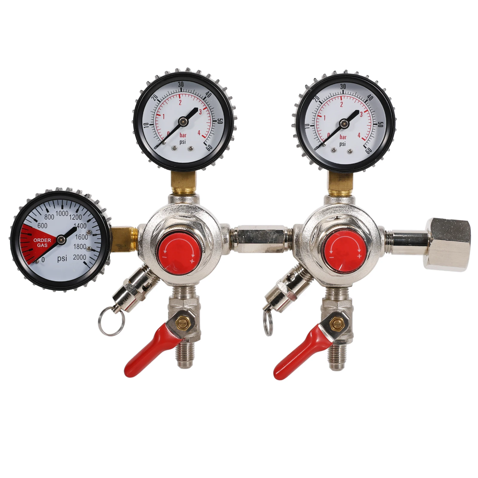 

New Homebrew Dual Body CO2 Draft Beer Regulator for Draft Beer Kegerators w/ CGA320/W21.8 Inlet & Safety Pressure Relief Valve