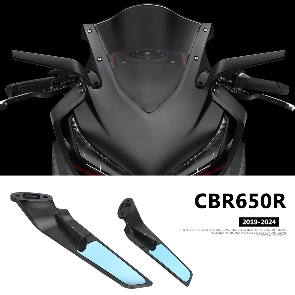 

For Honda CBR 650R CBR 650 R CBR650R 2019-2024 Motorcycle Accessories Mirror Wind Wing Adjustable Rotating Rearview Mirror Black