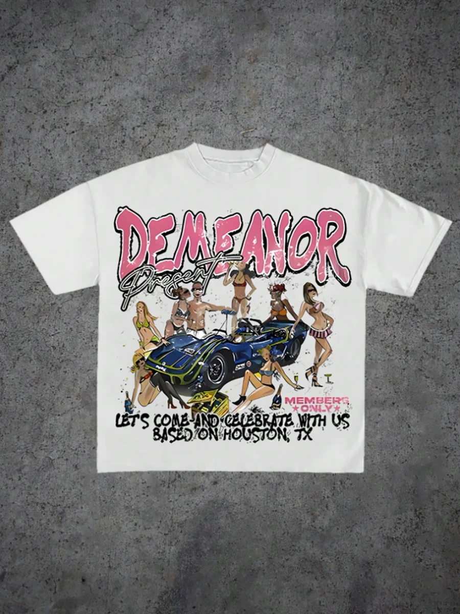 تي شيرت صيفي غير رسمي تي شيرت مغسول تي شيرت فضفاض كبير الحجم بأكمام قصيرة مع أنماط فريدة من نوعها عصرية وممتعة