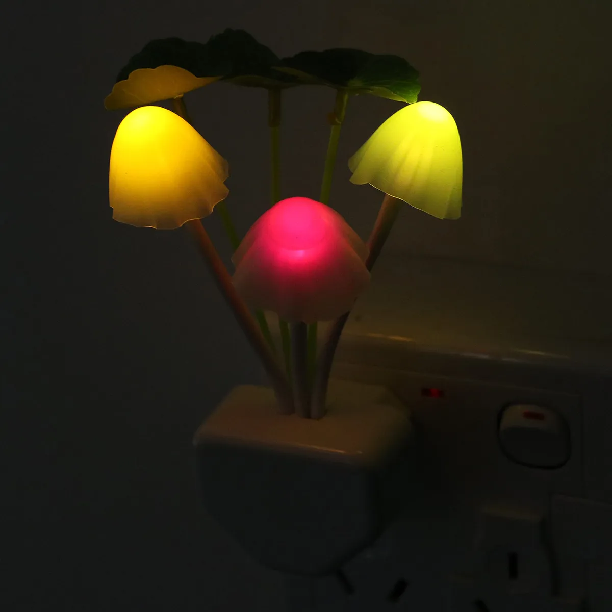 

LED Wall Mushroom Night Light Plants Style Sensor Lamp Kids Sleeping Us Plug Mini LED Nightlight Color Saving