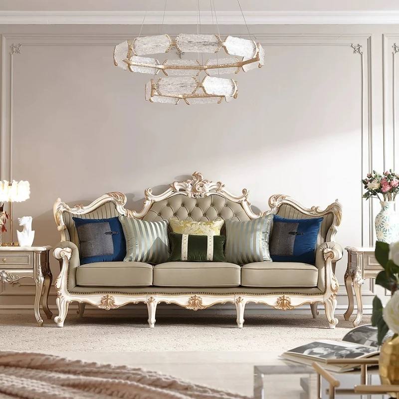 CX light luxury solid wood, palace retro villa large flat living room sofa group