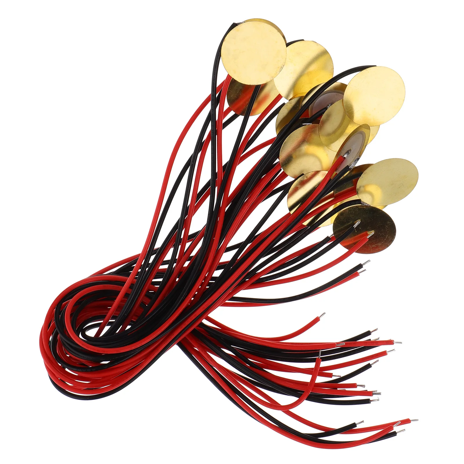 

15 Pcs 20mm Guitar Pickups Piezo Disc Diaphragm Transducer Acoustic Sounder Brass Patch Cable 25cm For Instruments