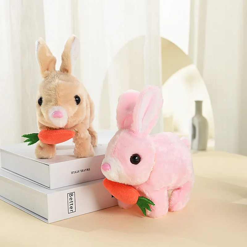 1pcs Cute Cartoon Rabbit Electric Radish Rabbit Simulation Pet Children's Home Play Girl Pet Stuffed Animals Kids Toys