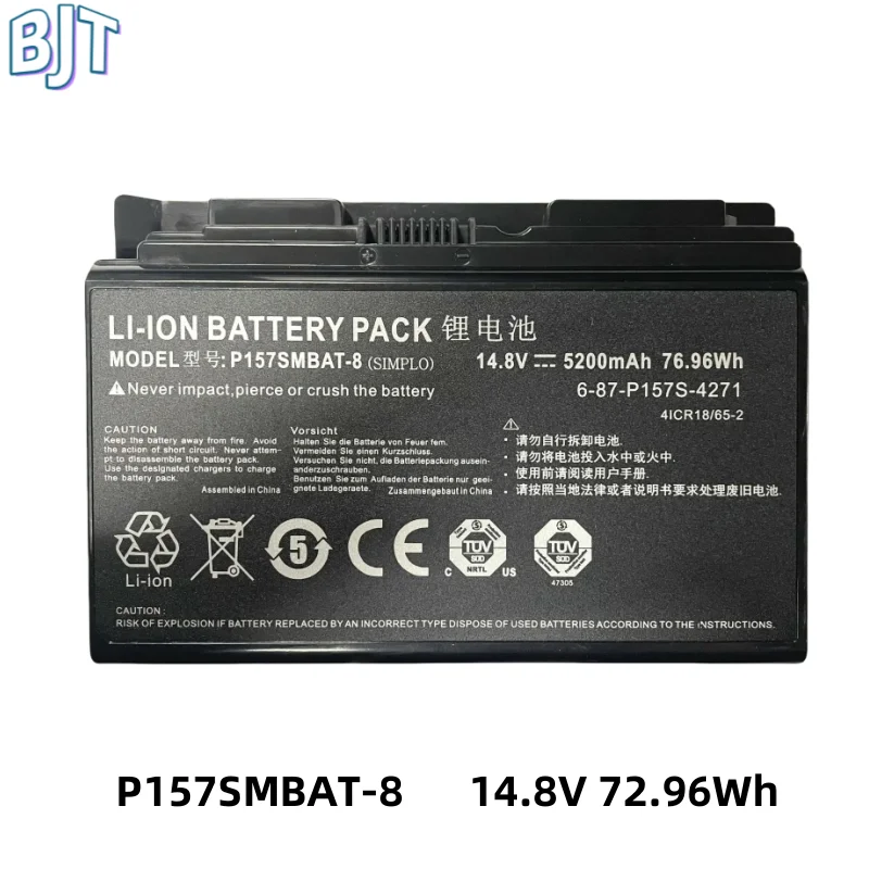 

New 14.8V 76.96Wh Laptop Battery P157SMBAT-8 6-87-P157S-4272 6-87-P157S-4273 For Clevo P177SM P157SM P17SM-A For Sager NP8250