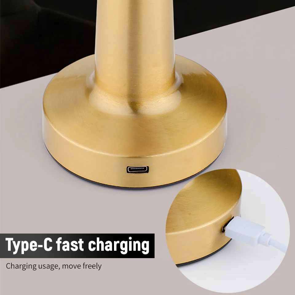 Classic Table Lamp USB Rechargeable Night Light Stepless Dimming Touch Desk Lamp 3 Colors Bedside Lamp Hotel Bar Decoration