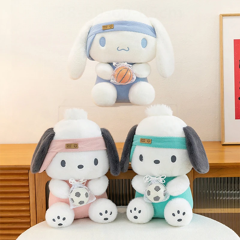 

Plush Toy Pocha Dog Cute Sports Ball Hugging Cinnamoroll Stuffed Animal Doll for Kids Birthday Xmas Gift Best Present for Girls